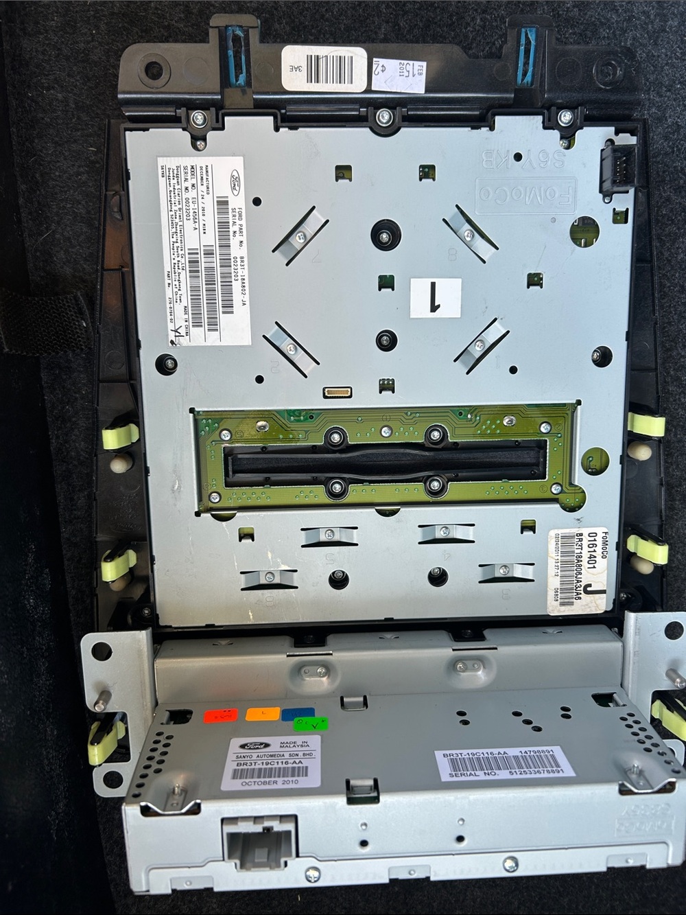 Ford Silver and Green Car Stereo CD Drive Module